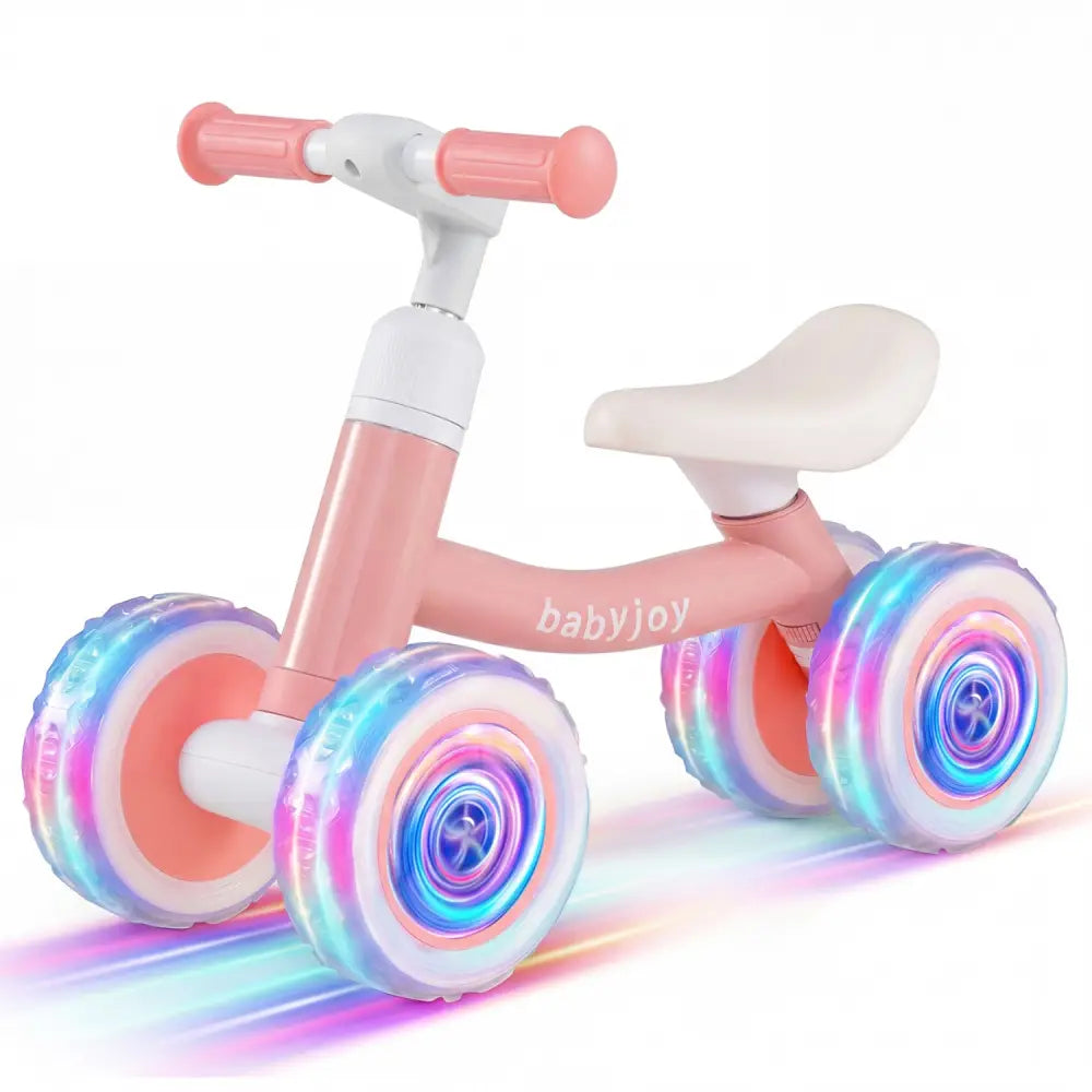 Baby Balance Bike with Adjustable Handlebar and Seat with Lighting Wheels-Pink - Pink - Balance Bikes