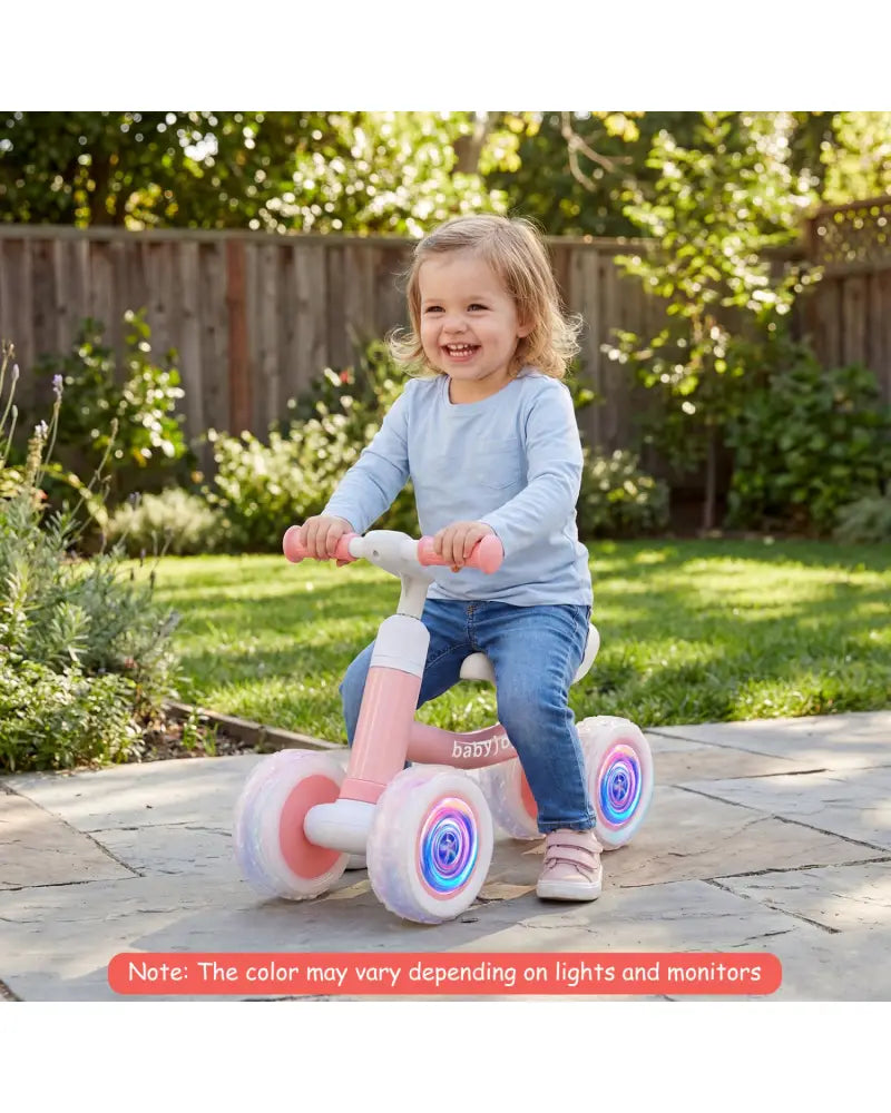 Baby Balance Bike with Adjustable Handlebar and Seat with Lighting Wheels-Pink - Pink - Balance Bikes