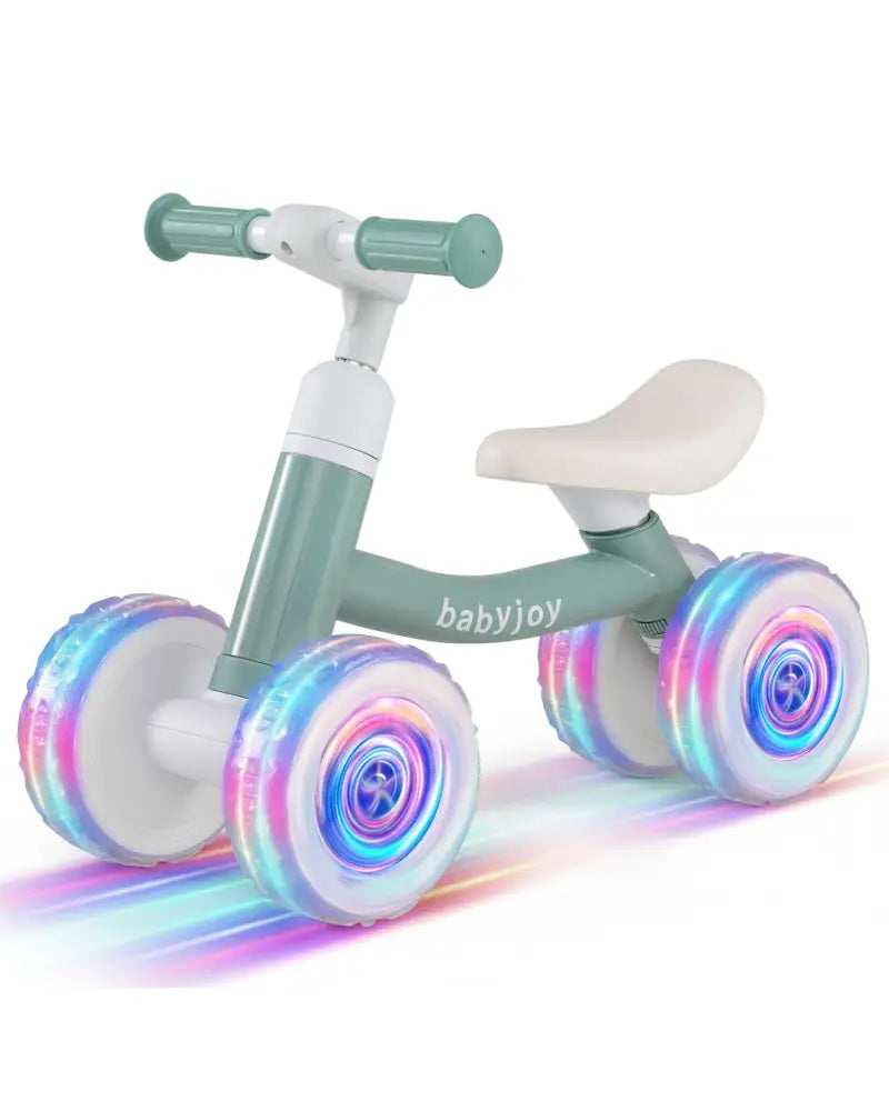 Baby Balance Bike with Adjustable Handlebar and Seat with Lighting Wheels-Green - Green - Balance Bikes