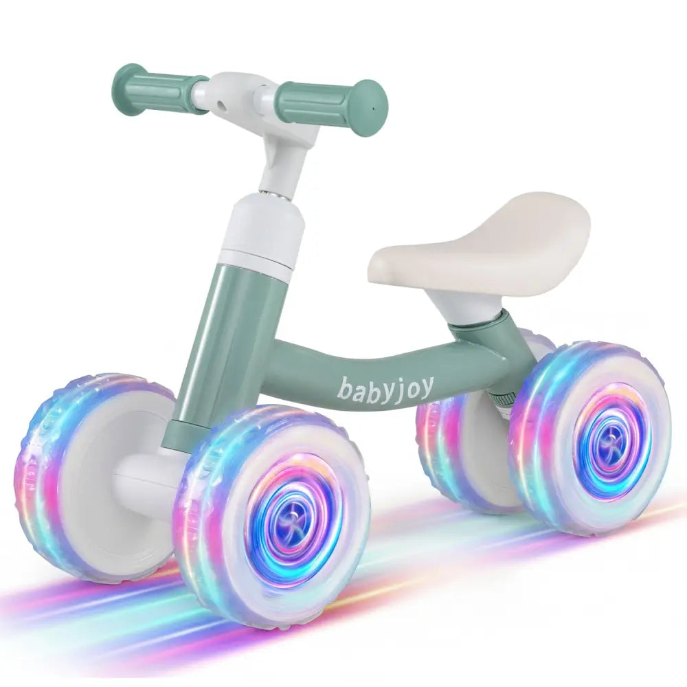Baby Balance Bike with Adjustable Handlebar and Seat with Lighting Wheels-Green - Green - Balance Bikes