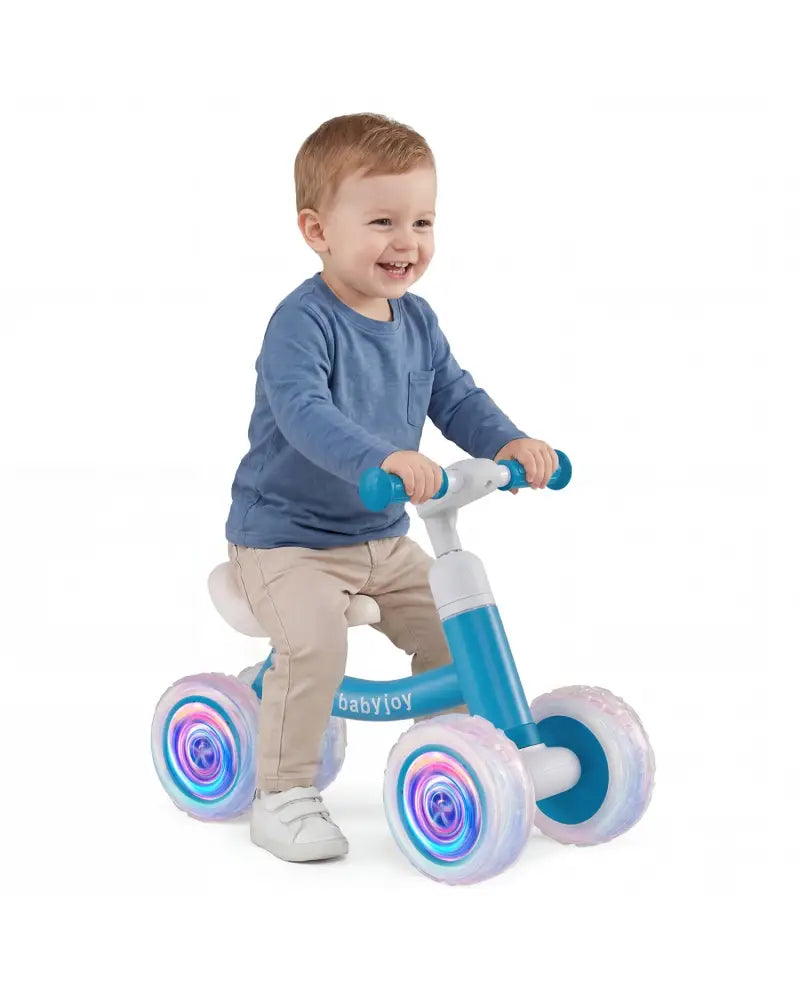 Baby Balance Bike with Adjustable Handlebar and Seat with Lighting Wheels-Blue - Blue - Balance Bikes