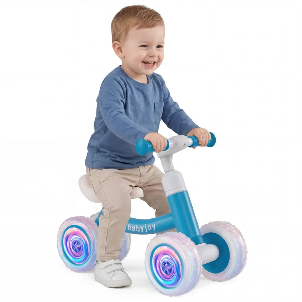 Baby Balance Bike with Adjustable Handlebar and Seat with Lighting Wheels-Blue - Blue - Balance Bikes