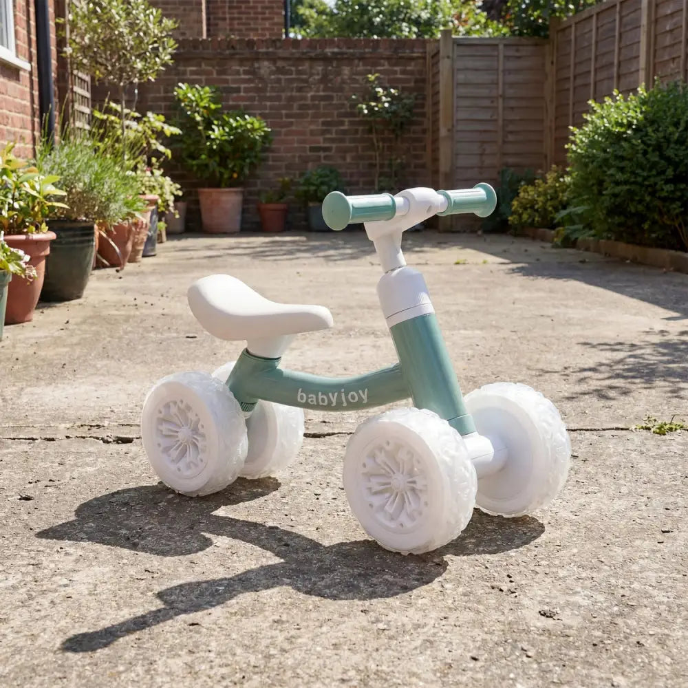 Baby Balance Bike with Adjustable Handlebar and Seat with Lighting Wheels-Green - Green - Balance Bikes