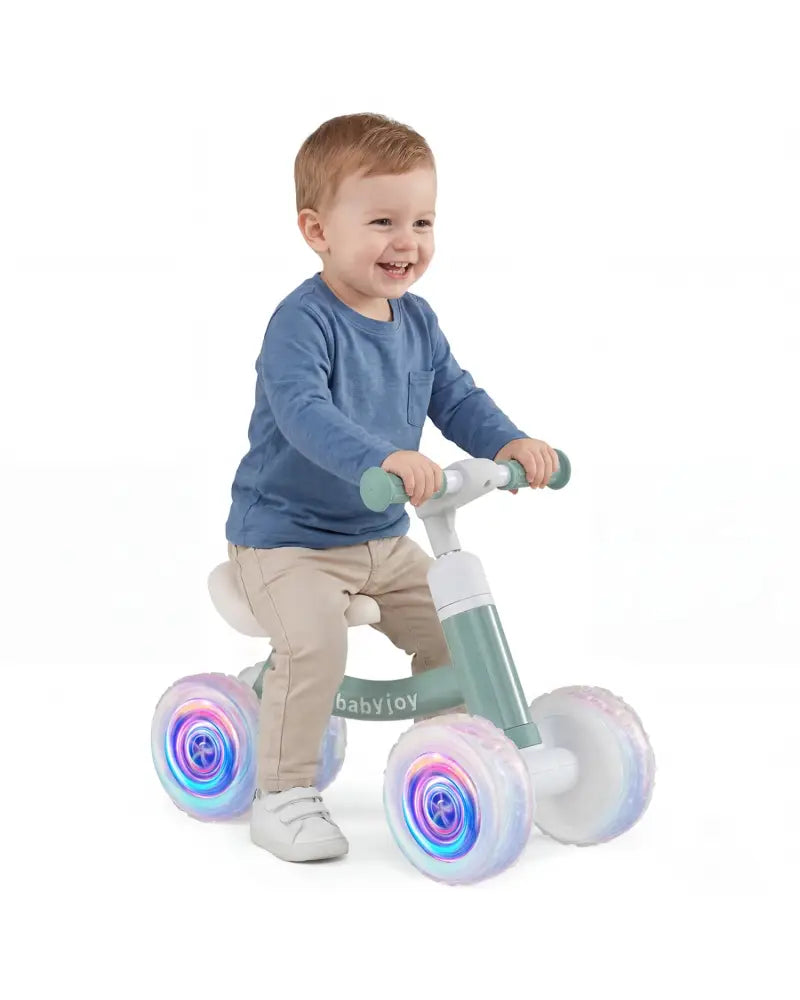 Baby Balance Bike with Adjustable Handlebar and Seat with Lighting Wheels-Green - Green - Balance Bikes