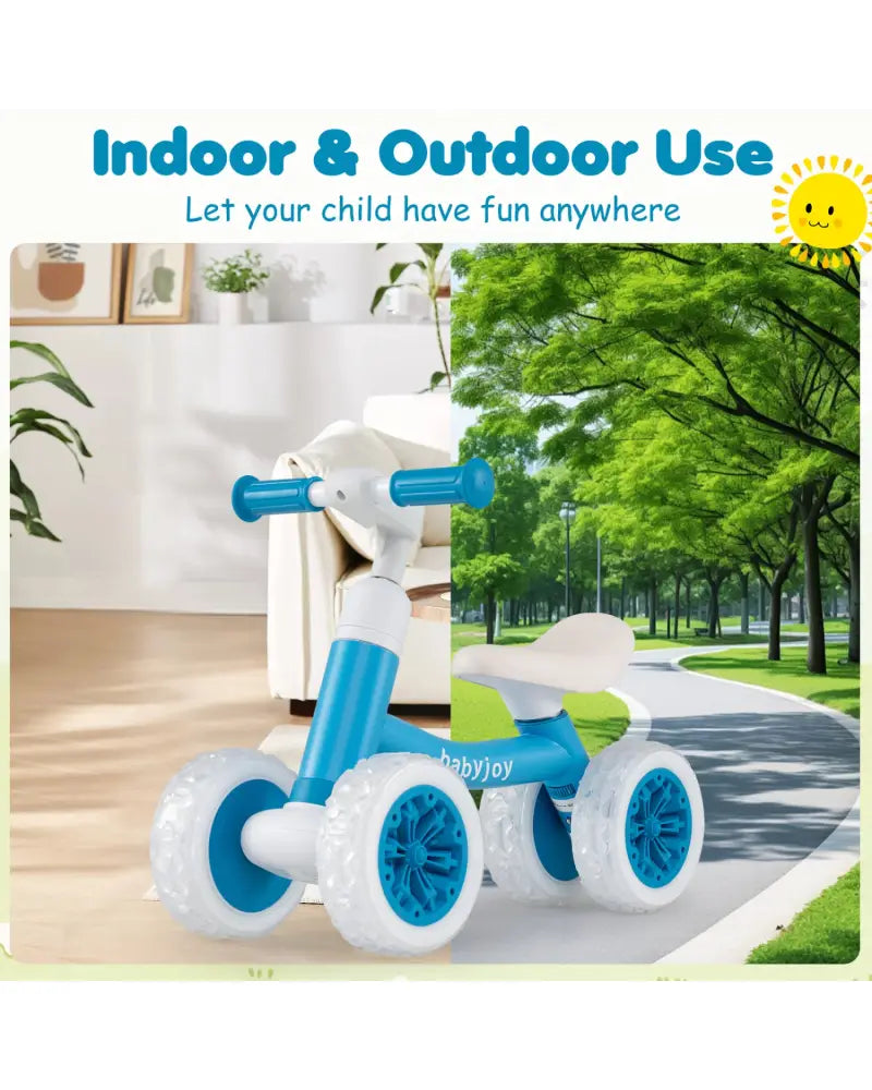 Baby Balance Bike with Adjustable Handlebar and Seat with Lighting Wheels-Blue - Blue - Balance Bikes