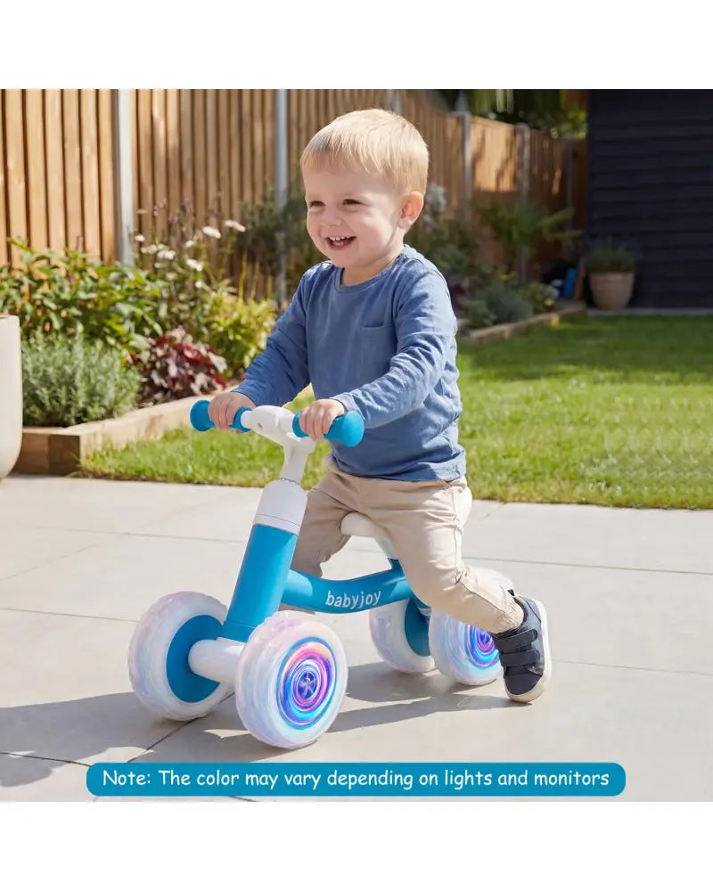 Baby Balance Bike with Adjustable Handlebar and Seat with Lighting Wheels-Blue - Blue - Balance Bikes