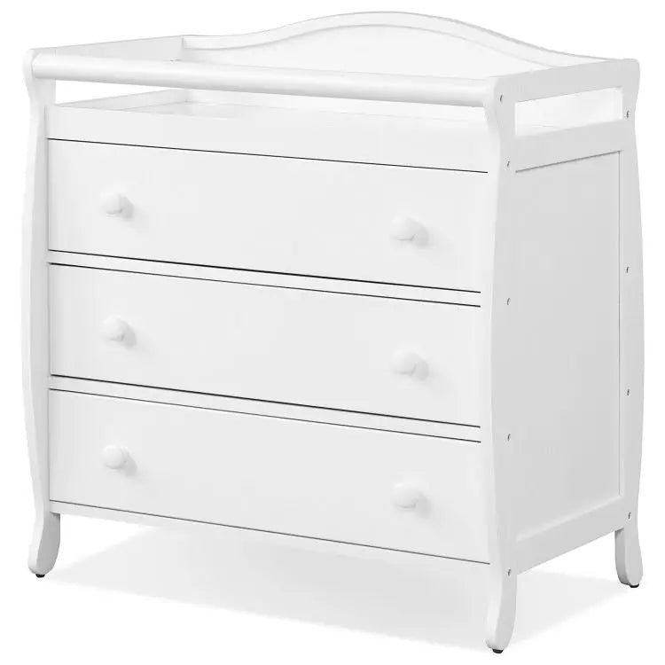 Baby Changing Table Infant Diaper with 3 Drawers and Safety Belt-White - White - Changing Tables