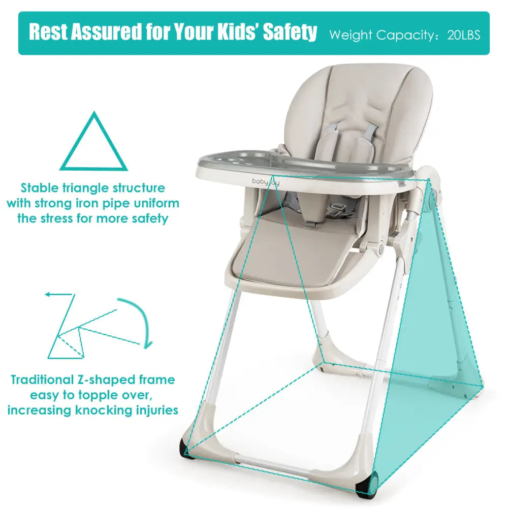 Baby Convertible High Chair with Wheels-Gray - Gray - High Chairs