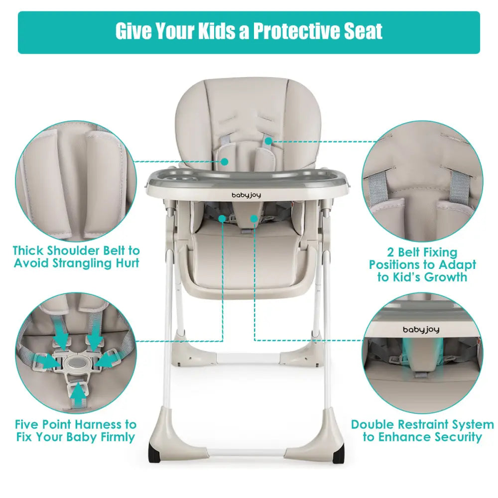 Baby Convertible High Chair with Wheels-Gray - Gray - High Chairs
