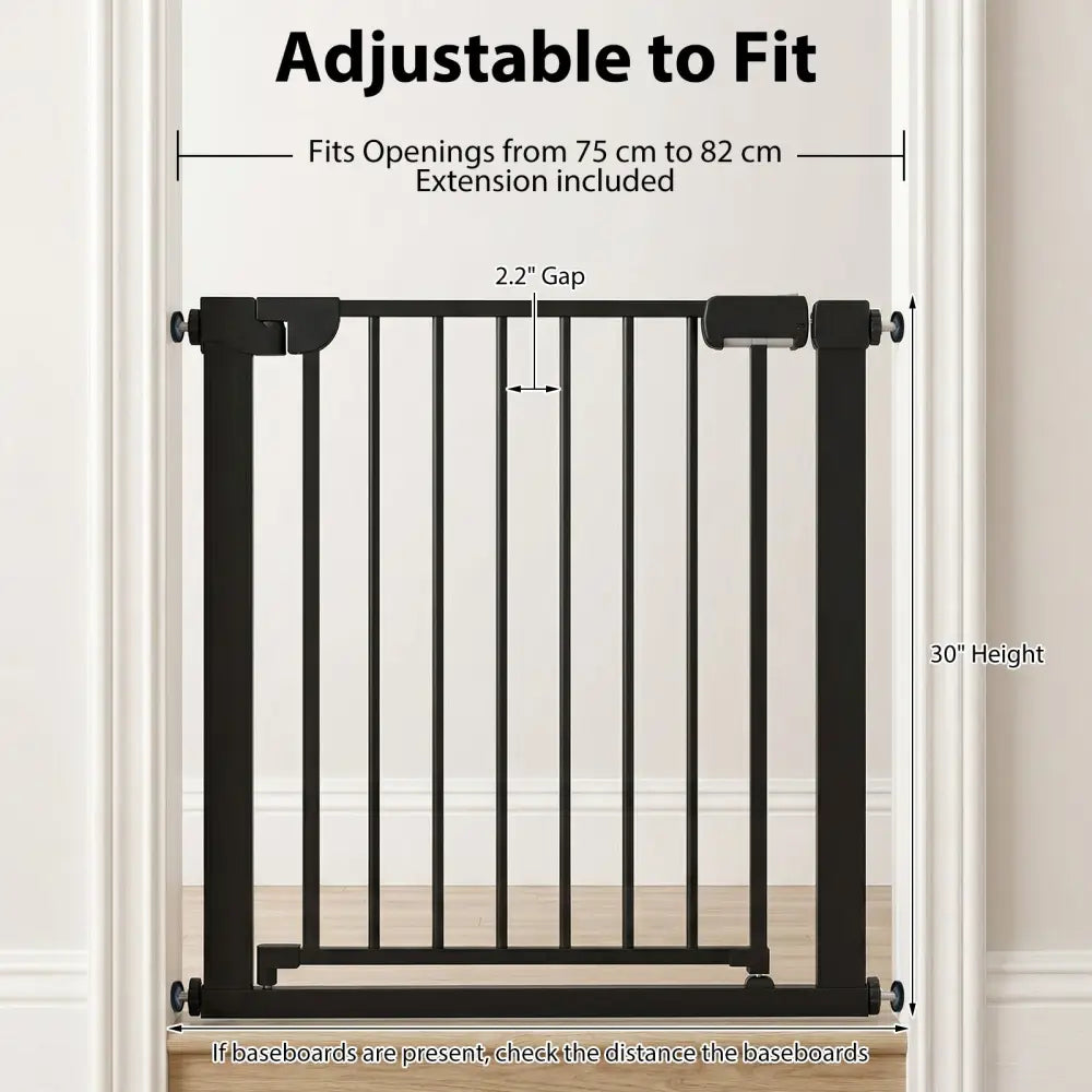 Baby Gate for Stairs Pressure Mounted Auto-Close Door Gate-Black - Black - Pet Gate
