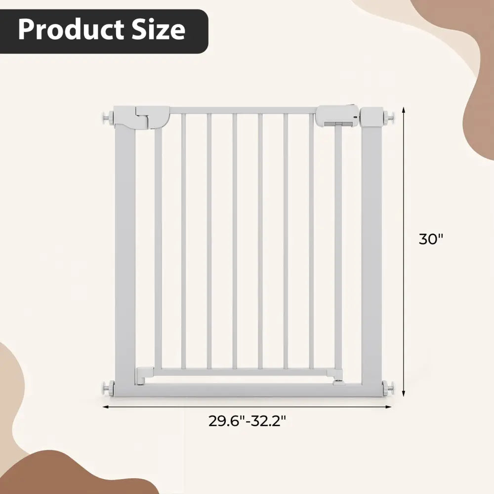 Baby Gate for Stairs Pressure Mounted Auto-Close Door Gate-White - White - Pet Gate