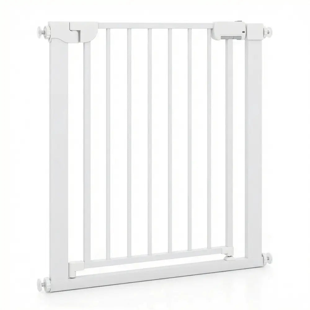 Baby Gate for Stairs Pressure Mounted Auto-Close Door Gate-White - White - Pet Gate