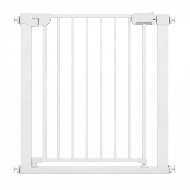 Baby Gate for Stairs Pressure Mounted Auto-Close Door Gate-White - White - Pet Gate