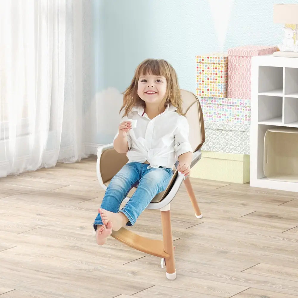 Baby High Chair with Dishwasher Safe Tray-Beige - Beige - High Chairs