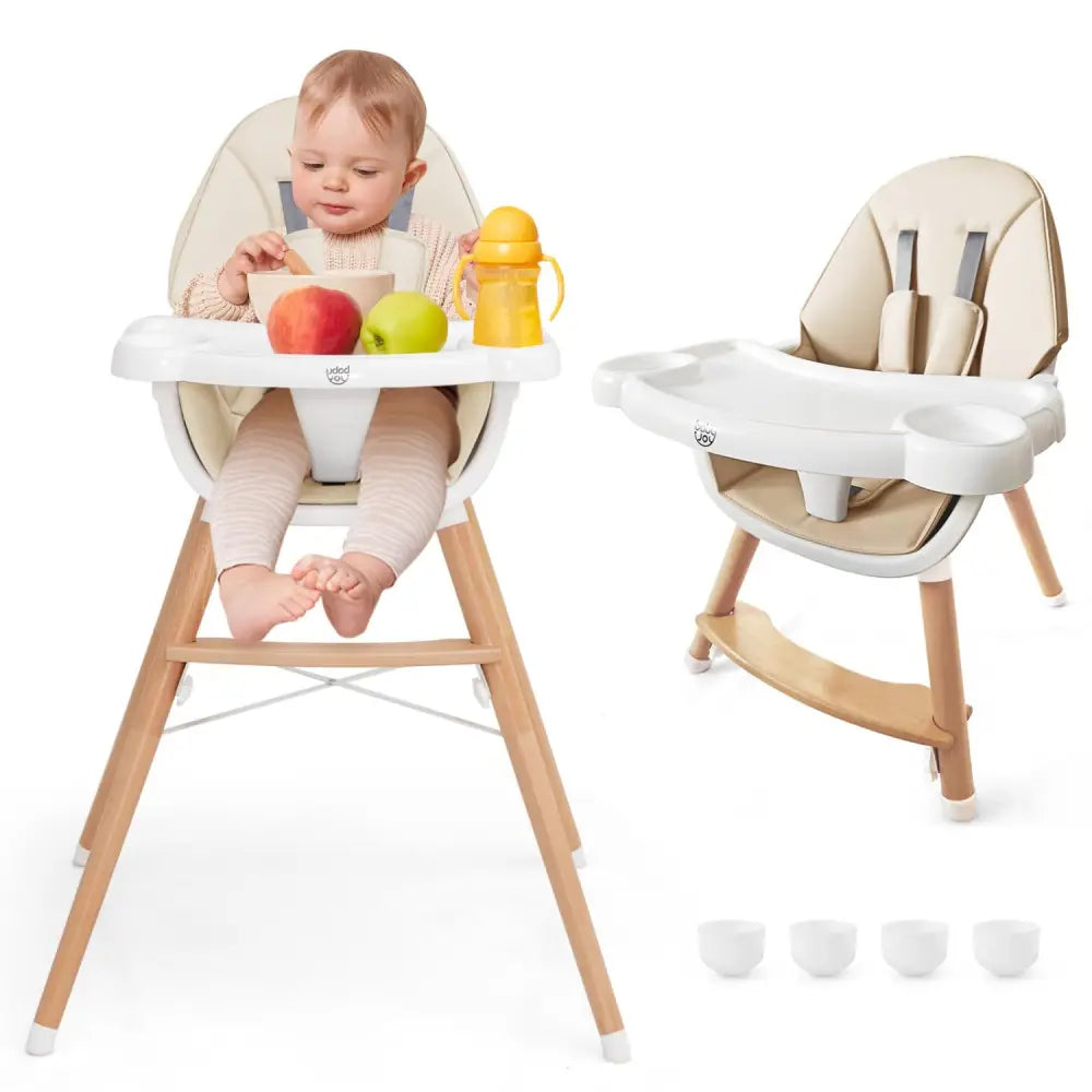 Baby High Chair with Dishwasher Safe Tray-Beige - Beige - High Chairs