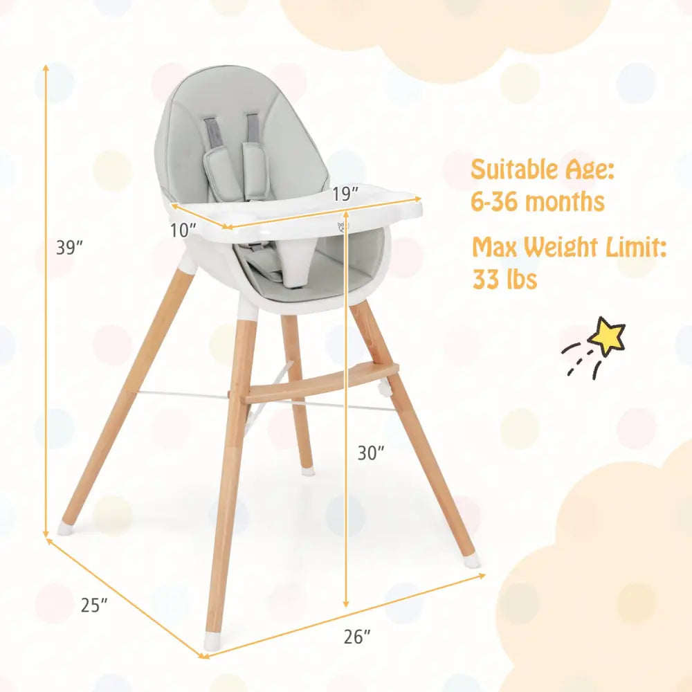 Baby High Chair with Dishwasher Safe Tray-Gray - Gray - High Chairs