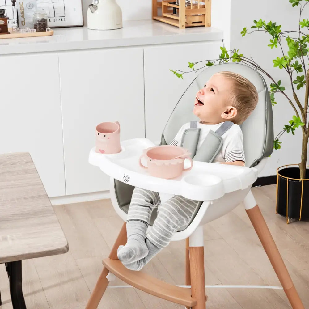 Baby High Chair with Dishwasher Safe Tray-Gray - Gray - High Chairs