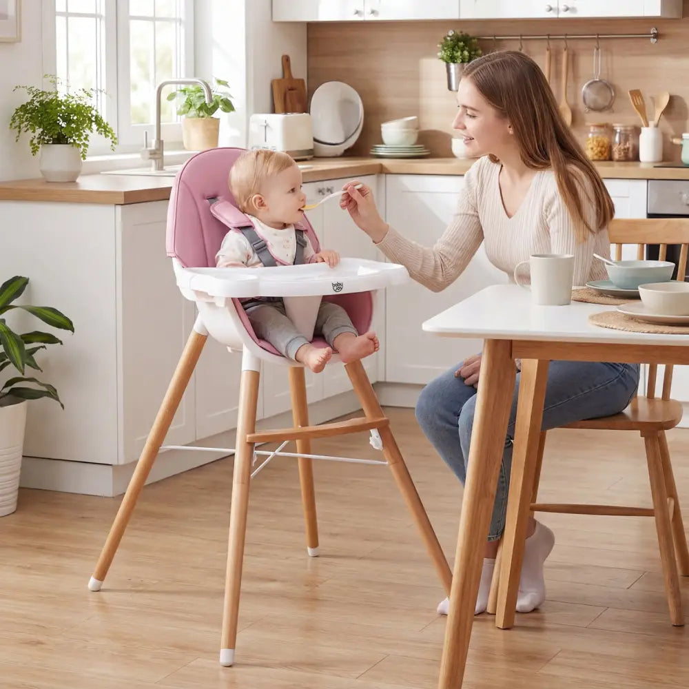 Baby High Chair with Dishwasher Safe Tray-Pink - Pink - High Chairs