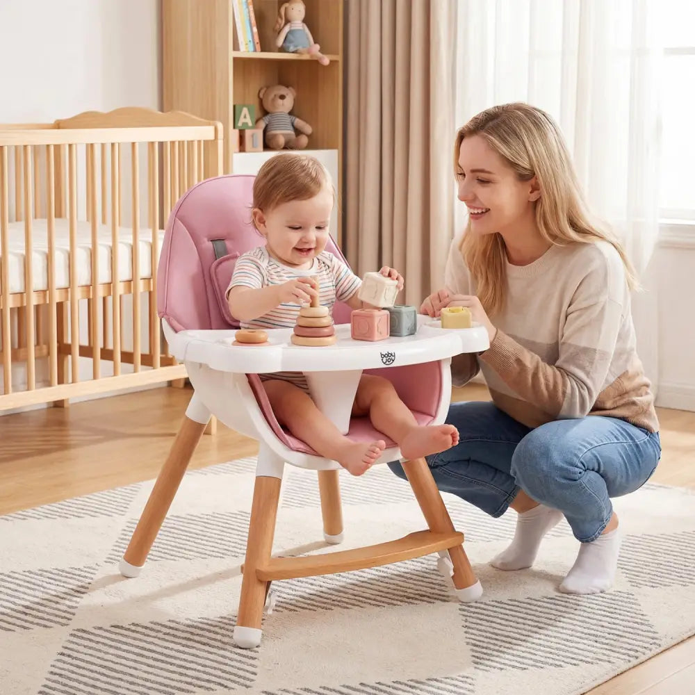 Baby High Chair with Dishwasher Safe Tray-Pink - Pink - High Chairs