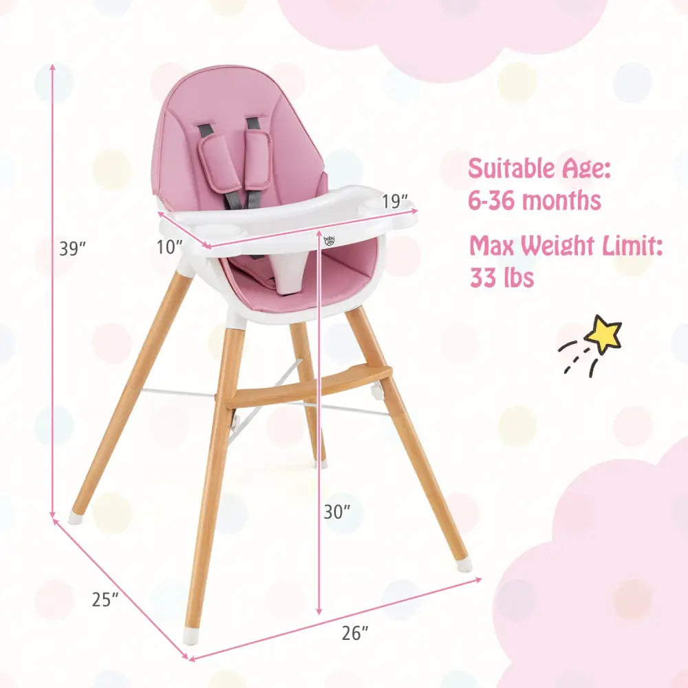 Baby High Chair with Dishwasher Safe Tray-Pink - Pink - High Chairs
