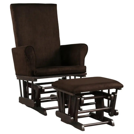 Baby Nursery Relax Rocker Rocking Chair Glider & Ottoman Set-Coffee - Coffee - Recliners