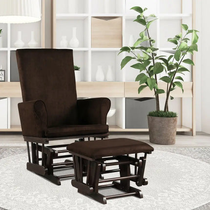 Baby Nursery Relax Rocker Rocking Chair Glider & Ottoman Set-Coffee - Coffee - Recliners
