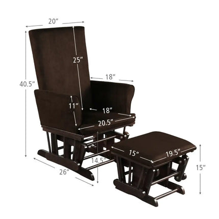Baby Nursery Relax Rocker Rocking Chair Glider & Ottoman Set-Coffee - Coffee - Recliners