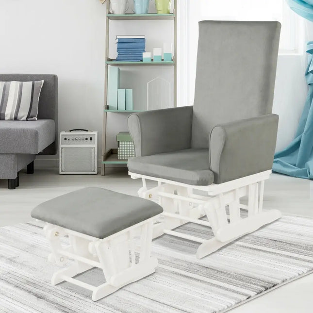 Baby Nursery Relax Rocker Rocking Chair Glider & Ottoman Set-Gray - Gray - Recliners
