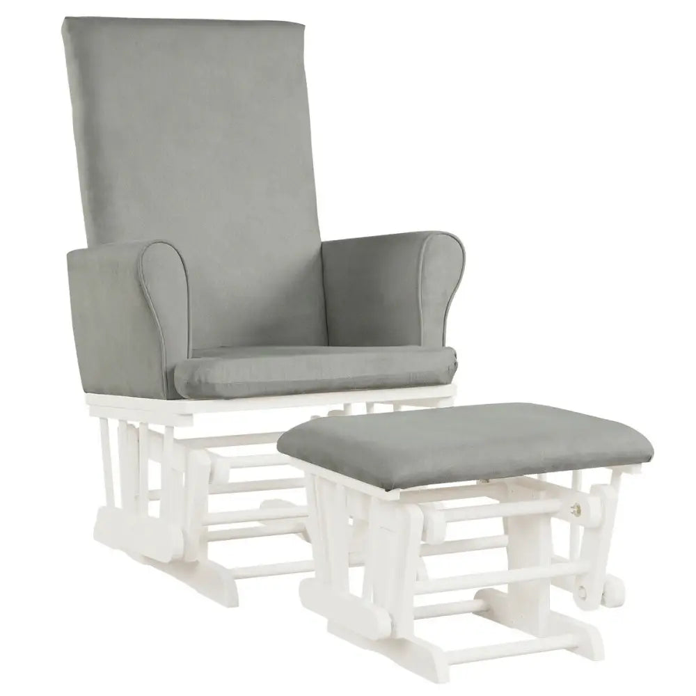 Baby Nursery Relax Rocker Rocking Chair Glider & Ottoman Set-Gray - Gray - Recliners