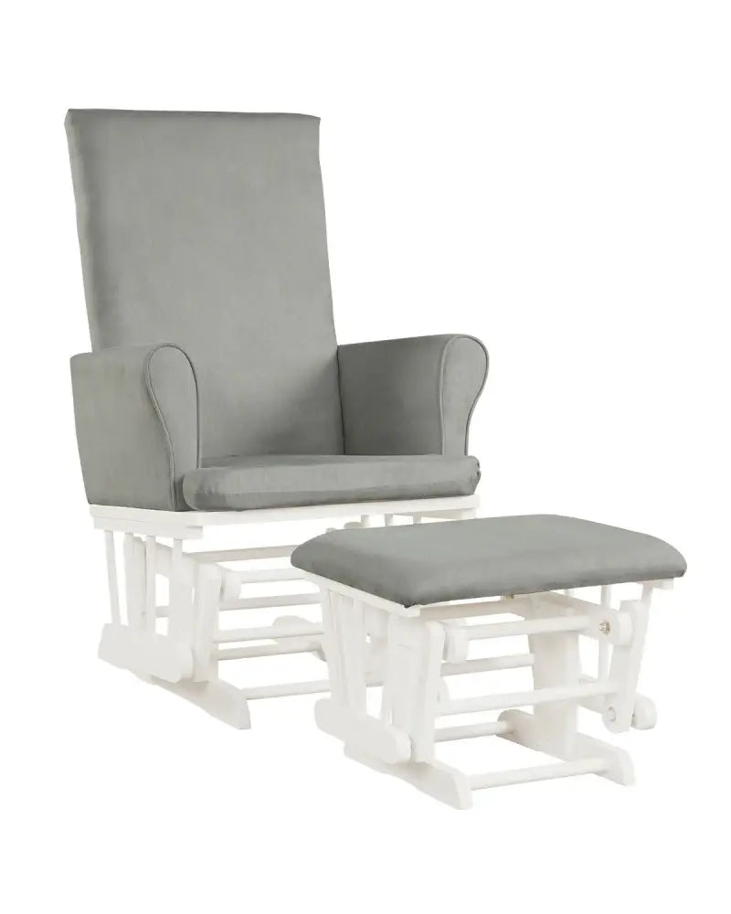 Baby Nursery Relax Rocker Rocking Chair Glider & Ottoman Set-Gray - Gray - Recliners