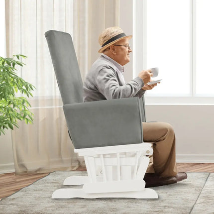 Baby Nursery Relax Rocker Rocking Chair Glider & Ottoman Set-Gray - Gray - Recliners