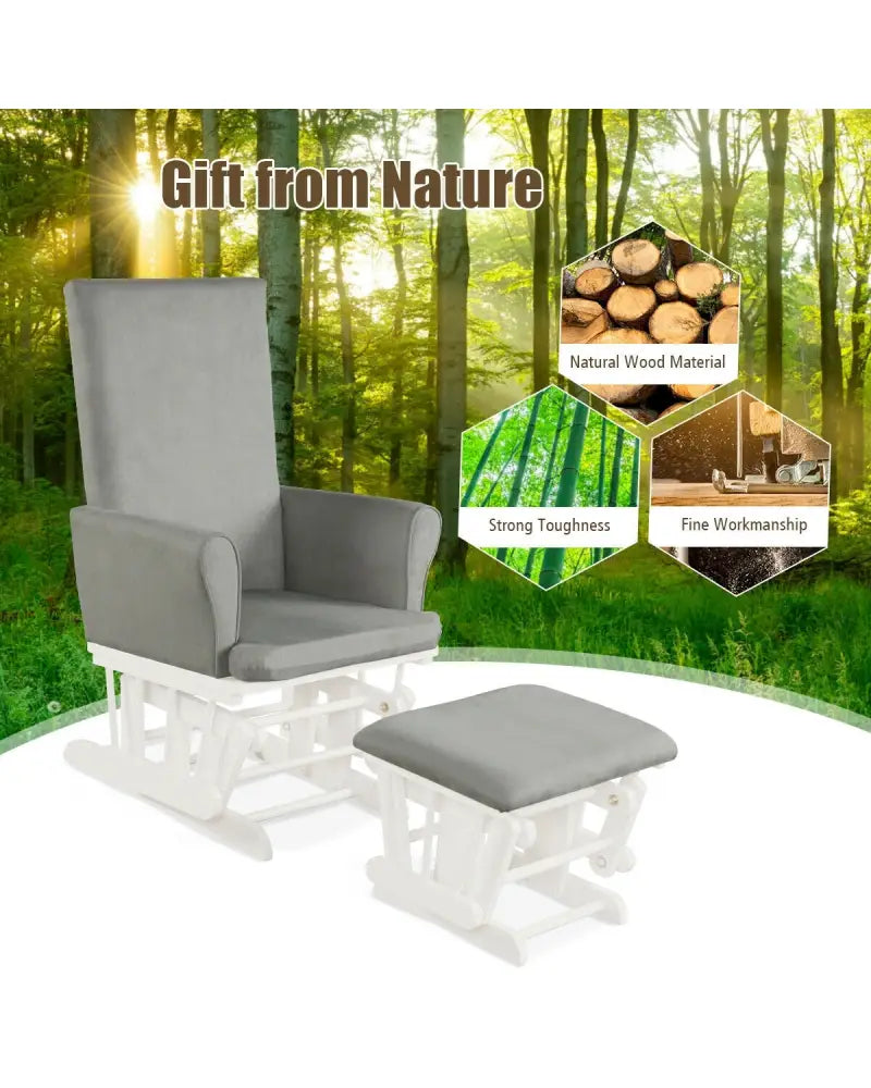 Baby Nursery Relax Rocker Rocking Chair Glider & Ottoman Set-Gray - Gray - Recliners
