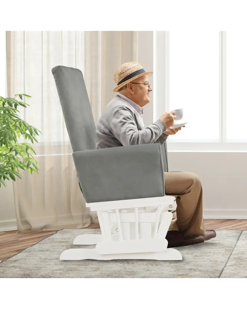 Baby Nursery Relax Rocker Rocking Chair Glider & Ottoman Set-Gray - Gray - Recliners