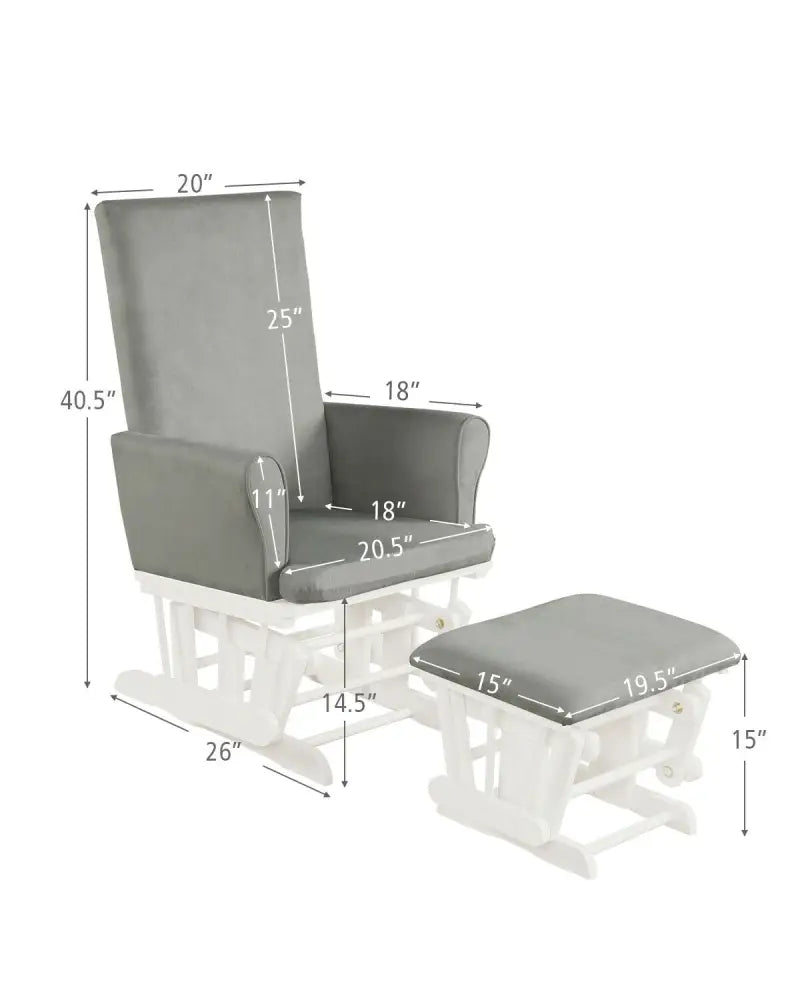 Baby Nursery Relax Rocker Rocking Chair Glider & Ottoman Set-Gray - Gray - Recliners