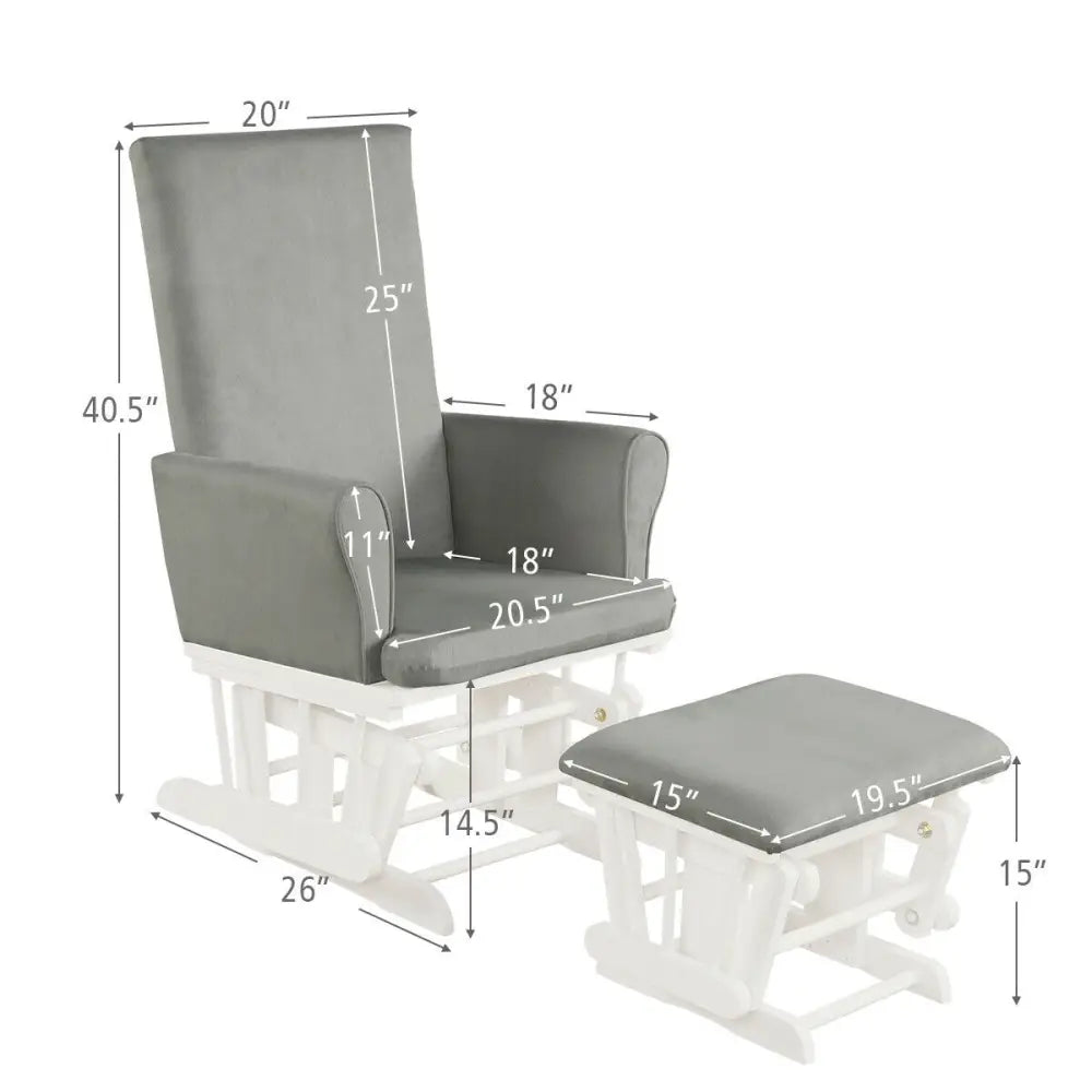 Baby Nursery Relax Rocker Rocking Chair Glider & Ottoman Set-Gray - Gray - Recliners