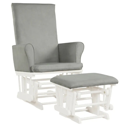 Baby Nursery Relax Rocker Rocking Chair Glider & Ottoman Set-Gray - Gray - Recliners