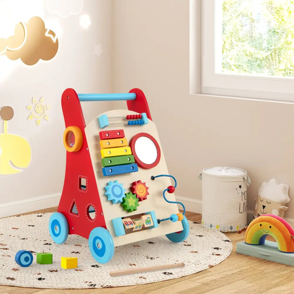Baby Push Walker with Handle and Wheels for Boys & Girls 3+ Years Old-Muticolor - Multicolor - Baby Activity