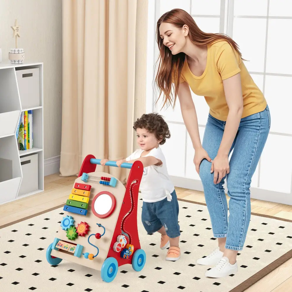 Baby Push Walker with Handle and Wheels for Boys & Girls 3+ Years Old-Muticolor - Multicolor - Baby Activity