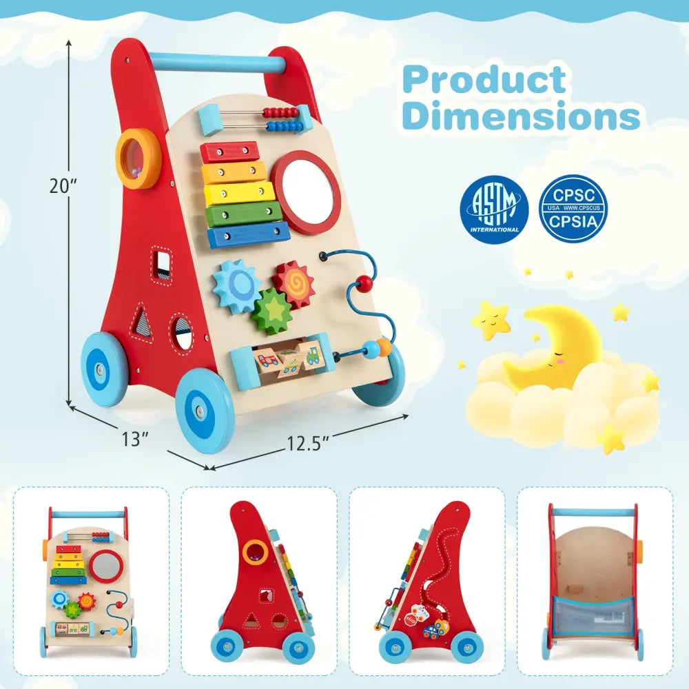 Baby Push Walker with Handle and Wheels for Boys & Girls 3+ Years Old-Muticolor - Multicolor - Baby Activity