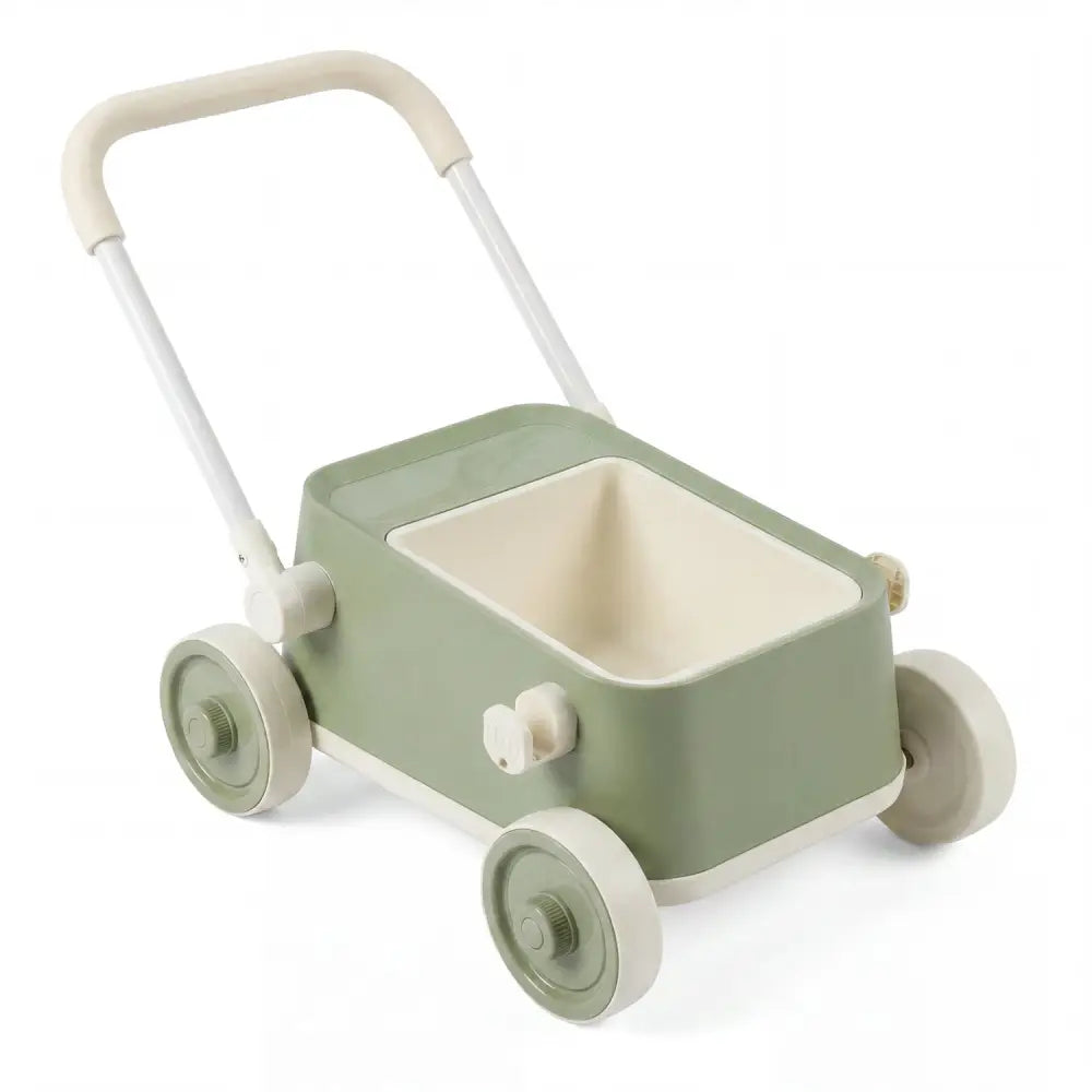 Baby Push Walker with Wheels and Foldable Handlebar and Storage Basket-Green - Green - Baby Activity
