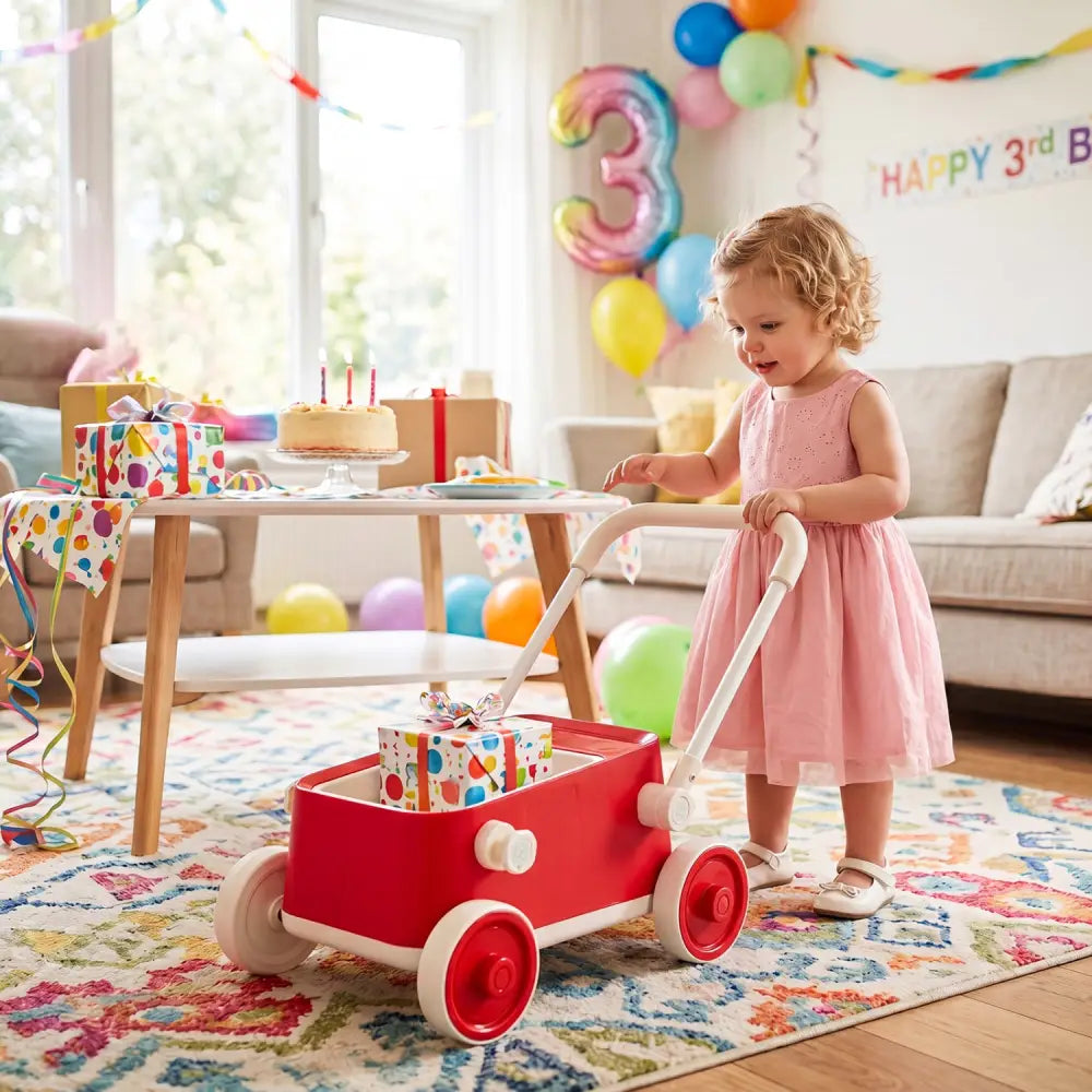 Baby Push Walker with Wheels and Foldable Handlebar and Storage Basket-Red - Red - Baby Activity
