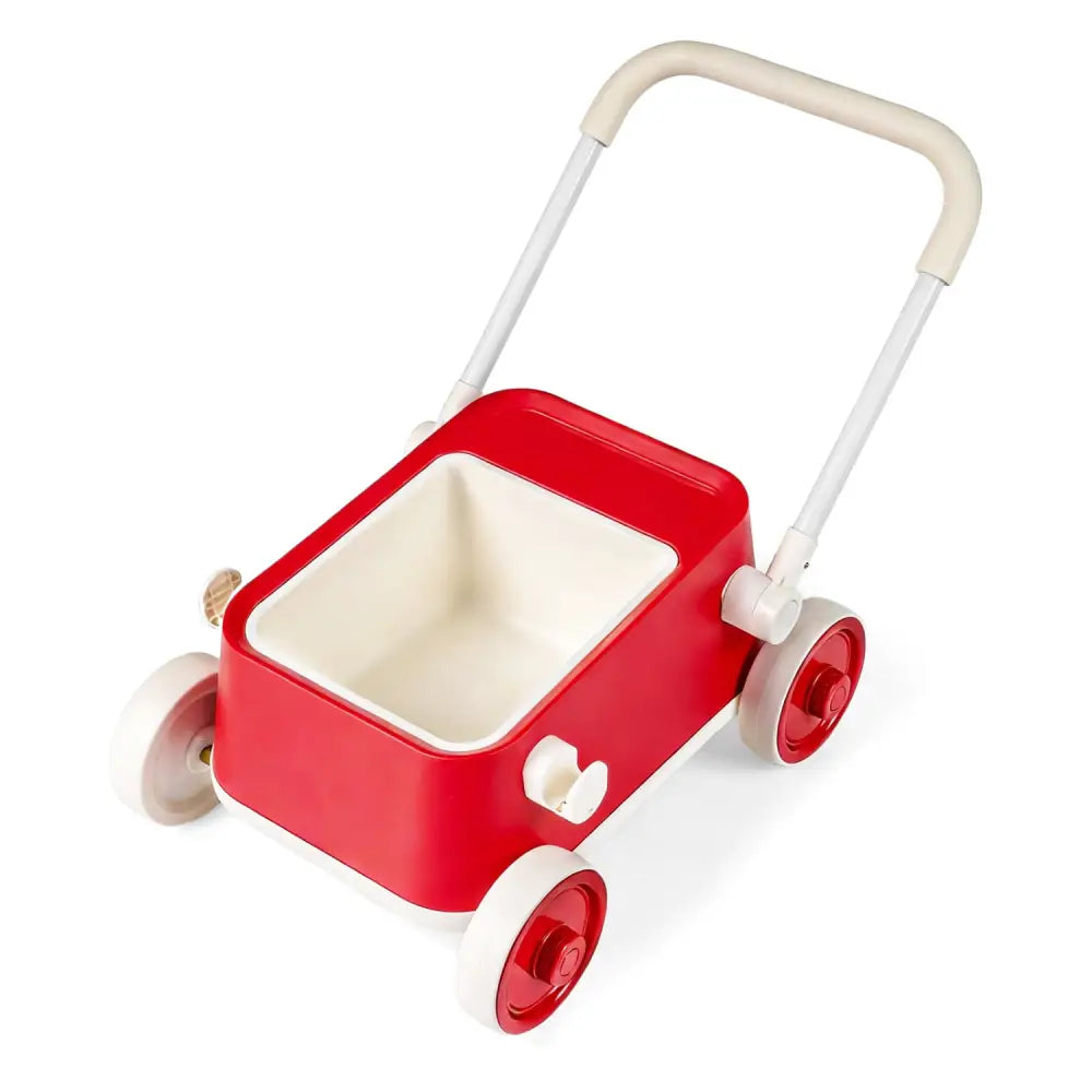 Baby Push Walker with Wheels and Foldable Handlebar and Storage Basket-Red - Red - Baby Activity