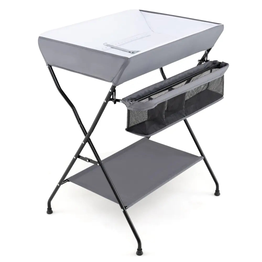 Baby Storage Folding Diaper Changing Table-Gray - Gray - Changing Tables