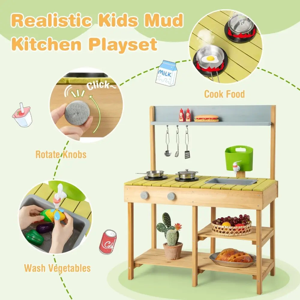 Backyard Pretend Play Toy Kitchen with Stove Top - Oasis Home Essentials
