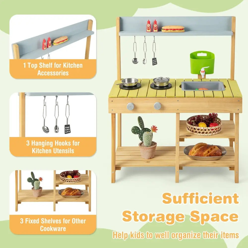 Backyard Pretend Play Toy Kitchen with Stove Top - Oasis Home Essentials