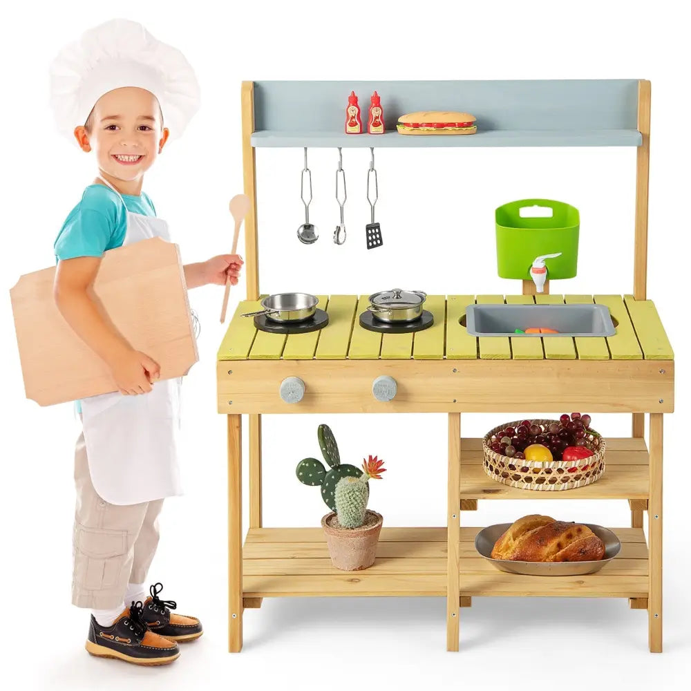 Backyard Pretend Play Toy Kitchen with Stove Top - Oasis Home Essentials