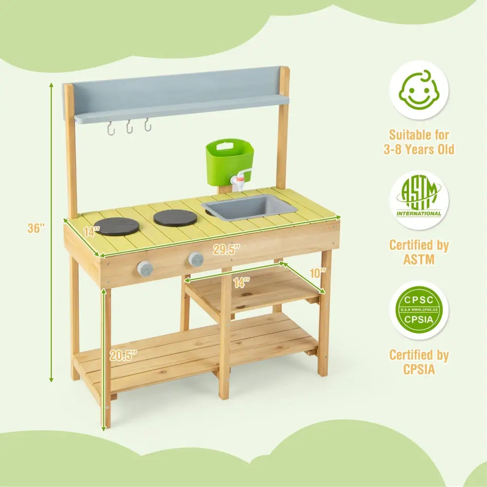 Backyard Pretend Play Toy Kitchen with Stove Top - Oasis Home Essentials