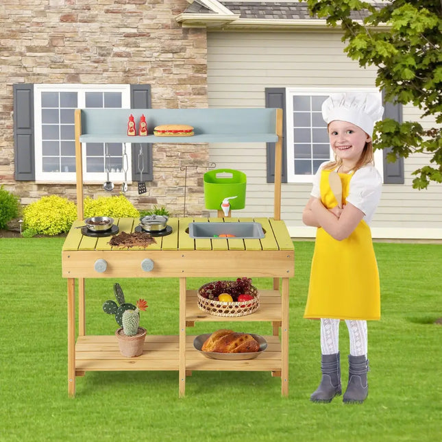 Backyard Pretend Play Toy Kitchen with Stove Top - Oasis Home Essentials