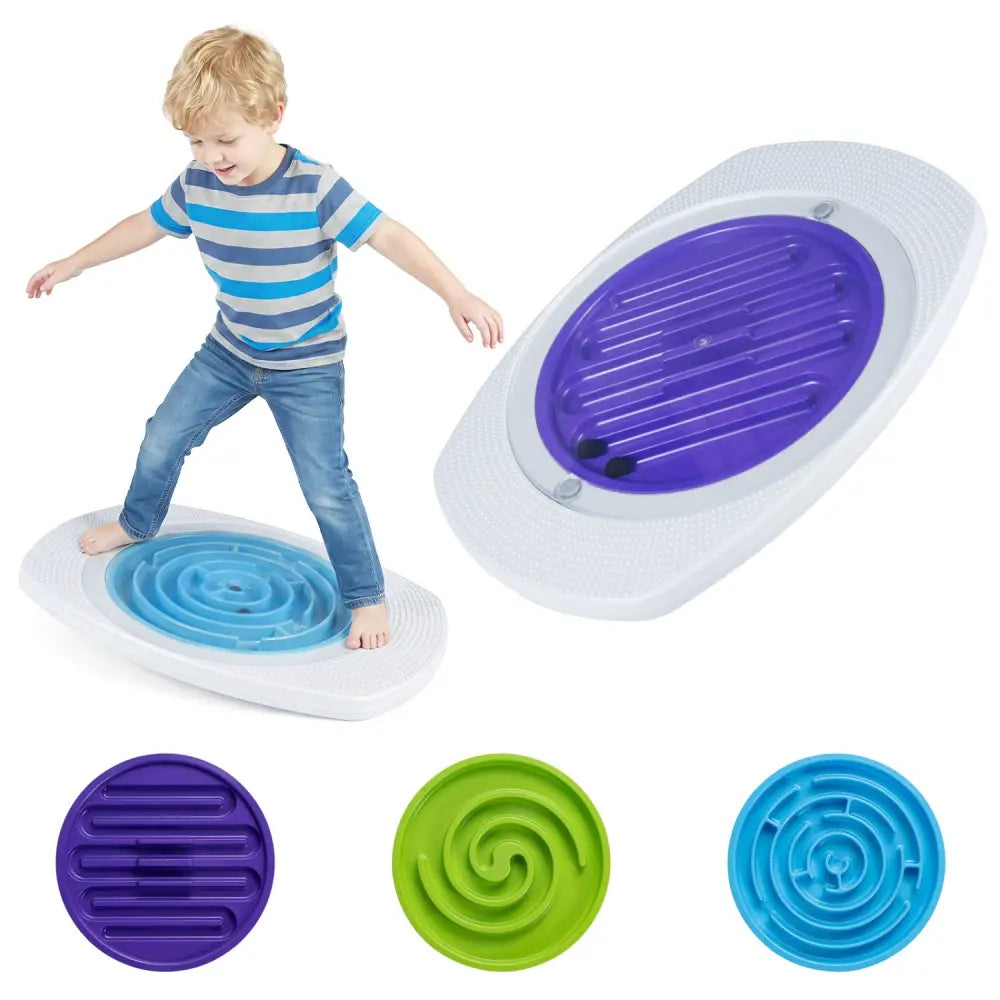 Balance Board Maze for Kids with 3 Maze Discs and 140 lbs Capacity - Toy Sports