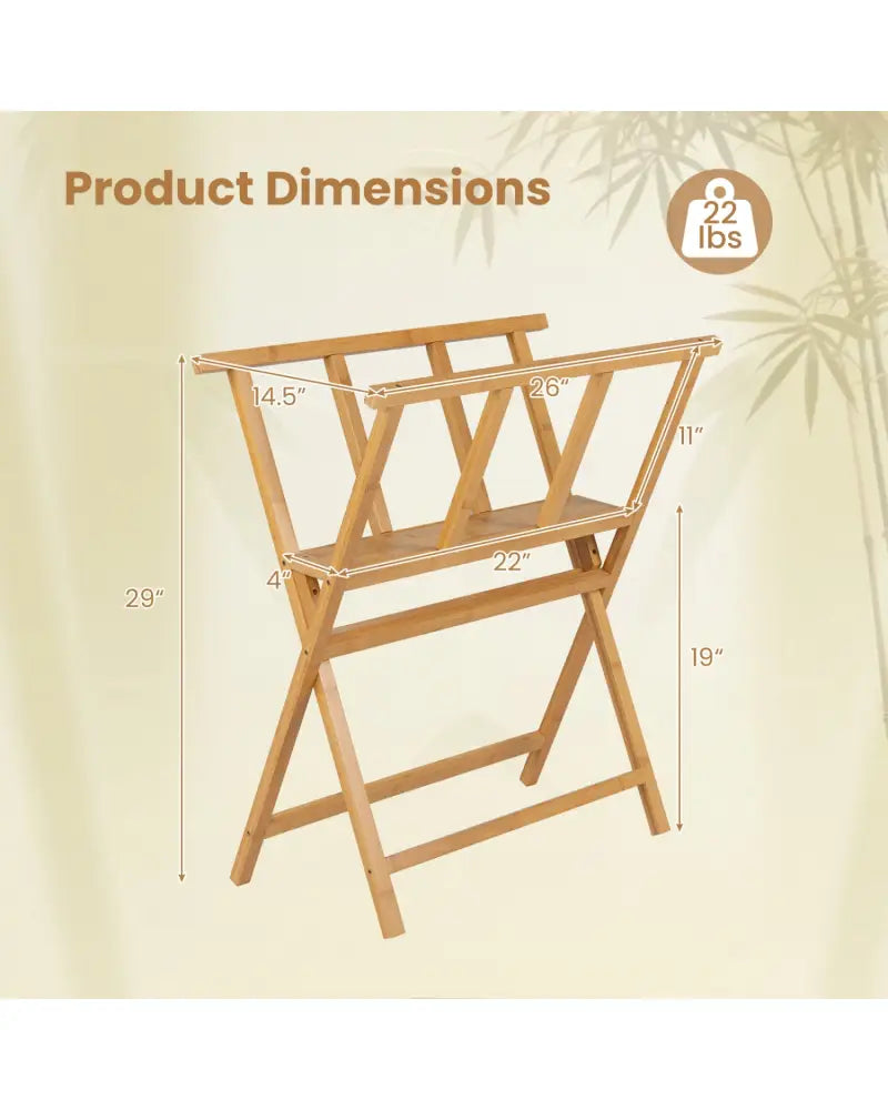 Bamboo Art Print Rack for Canvas Storage and Display-Natrual - Natural - Art Easels